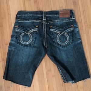 Big Star Dark Blue Denim Shorts with Embroidered Pockets